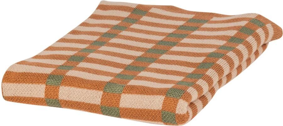 WOOOD Vola plaid groen oranje (1x170x130 cm)