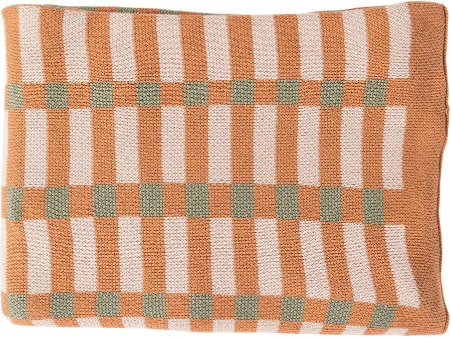 WOOOD Vola plaid groen oranje (1x170x130 cm) - Foto 3