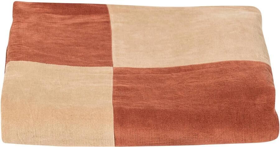 WOOOD Zena plaid velvet roestbruin beige (1x170x130 cm) - Foto 3