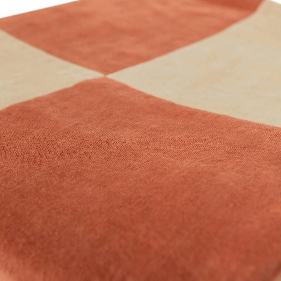 WOOOD Zena plaid velvet roestbruin beige (1x170x130 cm) - Foto 2