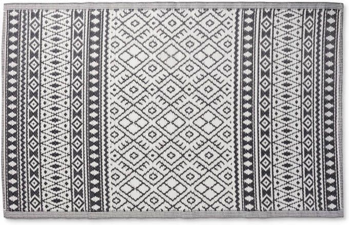 Xenos Buitenkleed ethnic zwart wit 120x180 cm
