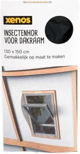 Xenos Dakraam hordoek elastisch zwart 130x150 cm