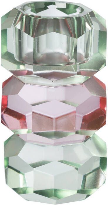 Xenos Dinerkaarshouder kristal 3-laags groen roze 4x4x7 cm