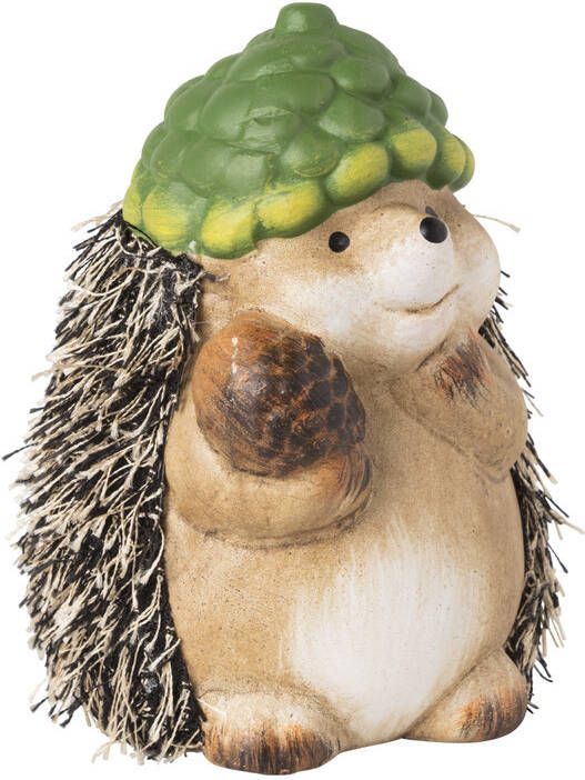 Xenos Egel met dennenappelhoed bruin groen 10.6 cm