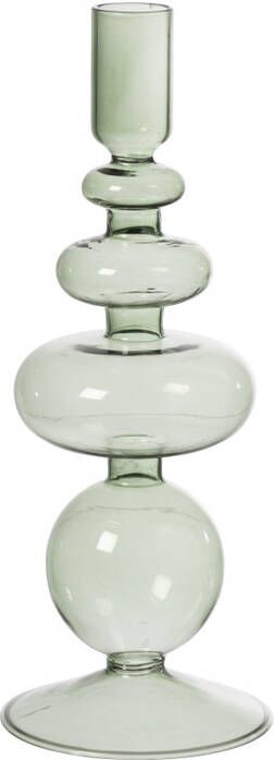Xenos Glazen kandelaar lang petrol ø9x24 cm