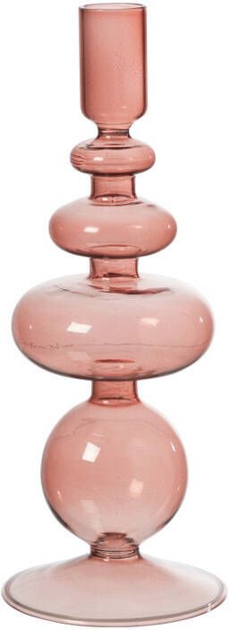 Xenos Glazen kandelaar lang rood ø9x24 cm