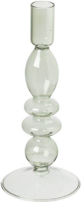Xenos Glazen kandelaar petrol ø9x22.5 cm