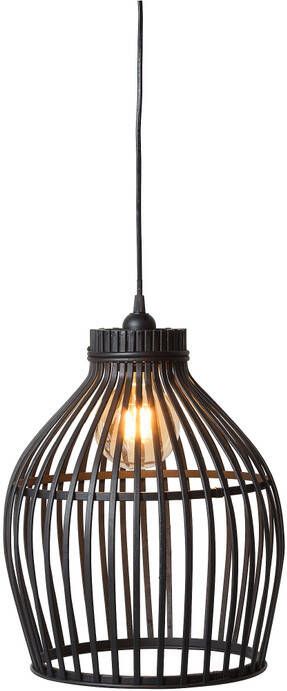Xenos Hanglamp bamboe zwart 30x30x37 cm