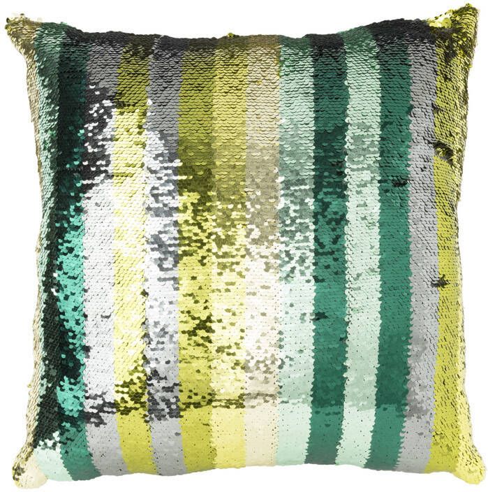 Xenos Kussen pailletten groen 45x45 cm