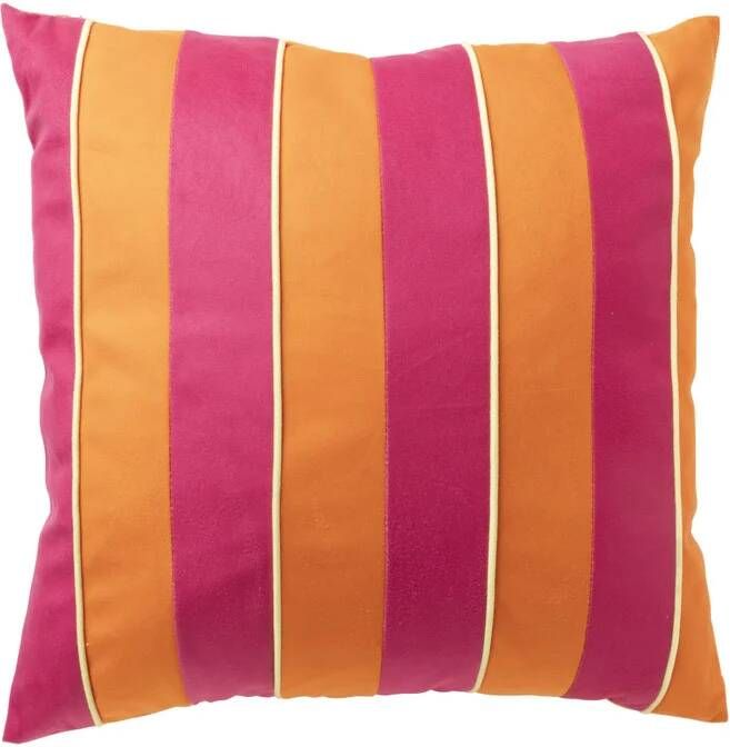 Xenos Kussen streep roze oranje 45x45 cm