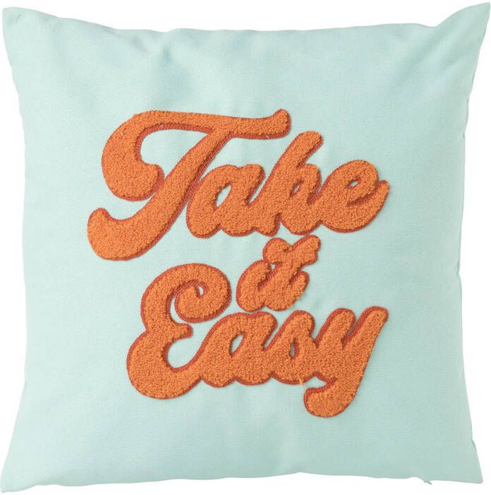 Xenos Kussen take it easy blauw 45x45 cm