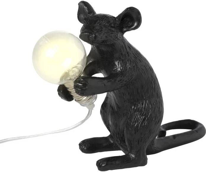 Xenos Lampje muis hoog zwart -13.5x5.5x10 cm