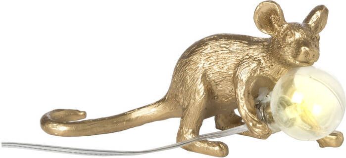Xenos Lampje muis laag goud 6.5x4x14 cm