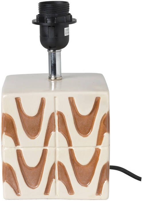 Xenos Lampvoet kubus golf wit bruin 23x13x13 cm