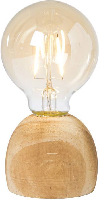 Xenos LED lamp houten voet hout glas ø8x13.5 cm