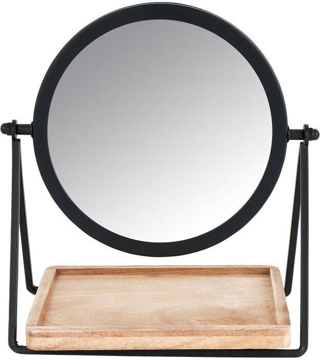 Xenos Make-up spiegel met plankje zwart 19x14x21 cm