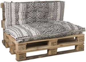 Xenos Palletkussens 120x80 cm zwart wit set van 2