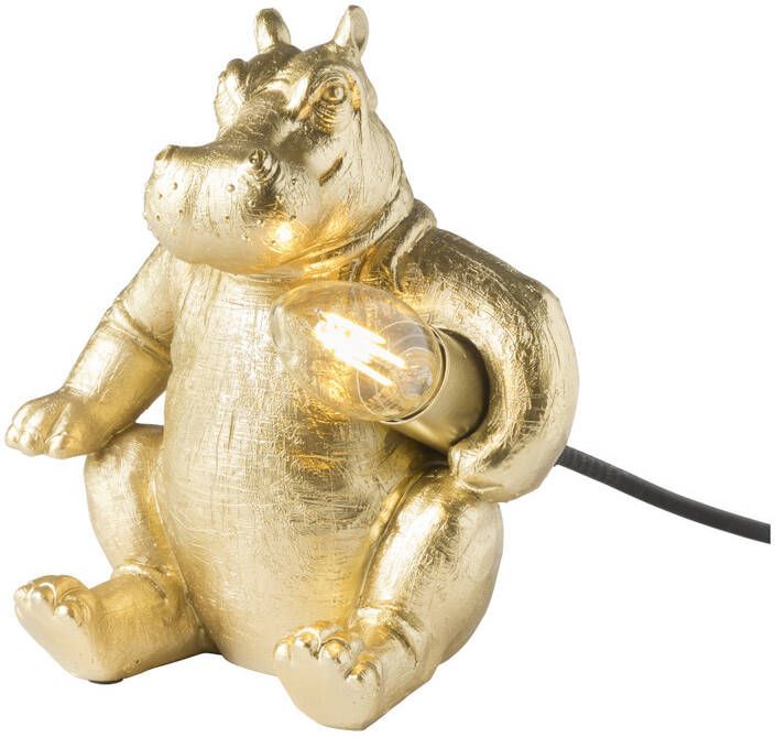 Xenos Tafellamp nijlpaard goud 19.5 cm