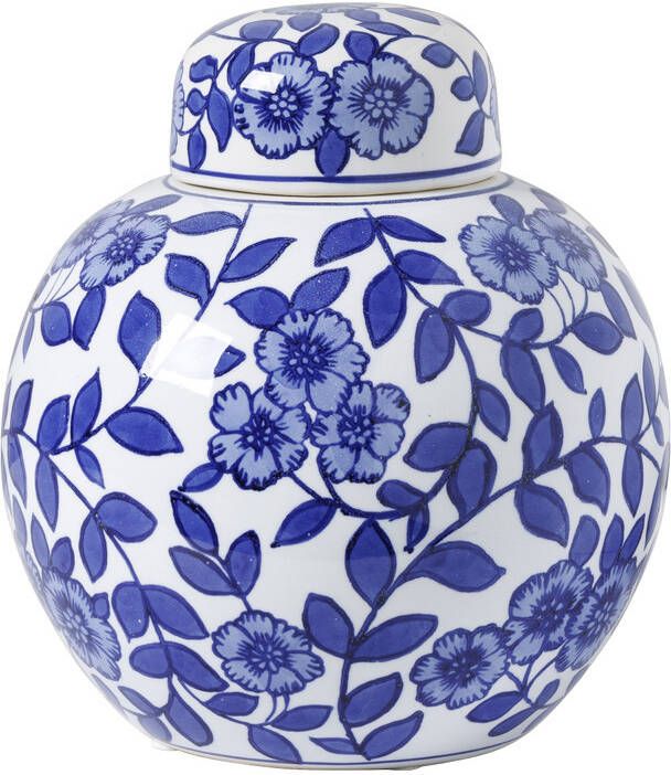 Xenos Vaas bloemen blauw wit ø18.5x19.7 cm