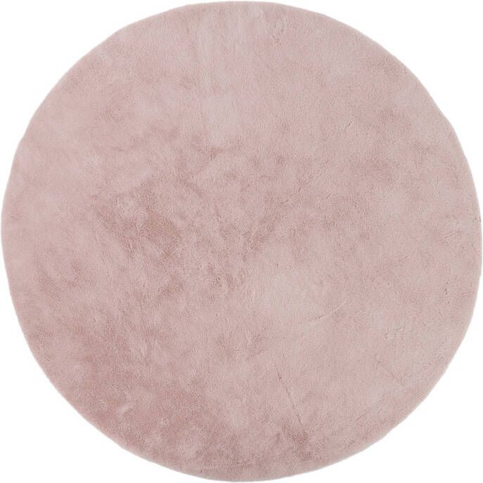 Xenos Vloerkleed hoogpolig rond roze ø120 cm