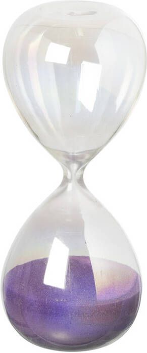 Xenos Zandloper glas paars ø6x15 cm