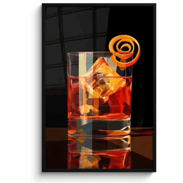 FrameYourWall Poster in lijst - Fotolijst 80x120 cm - Posters - Glas - Ijsblokjes - Drinken - Bruin - Posterlijst zwart - Decoratie - Wanddecoratie woonkamer - Muurdecoratie slaapkamer - Kerstversiering - Kerstdecoratie voor binnen - Kerstmis