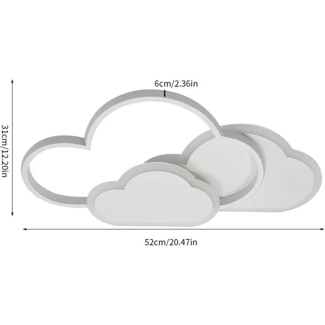 LabelOne Plafondlamp - Plafonniere - LED lamp - wolk - 3 lichtkleuren: warm wit, neutraal wit, koel wit - 52 x 31 x 6 cm - wit