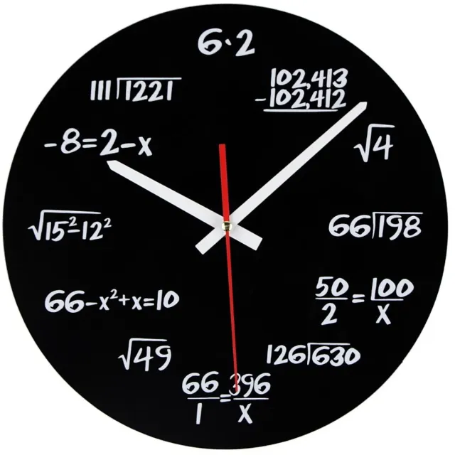 Timelike® Tijdachtige Wiskunde Wandklok - Creatieve Ronde Wandklok Modern Design Wandklok Klaslokaal Kantoor Huisdecoratie Leraar Studenten Cadeau Wit
