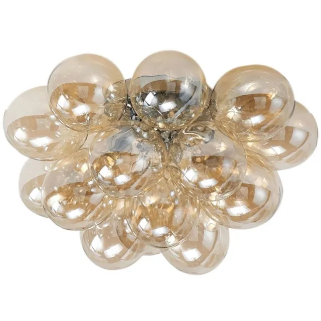 KOSILUM Bartali - Plafondlamp - Amberkleurig en chroom - Metaal en glas