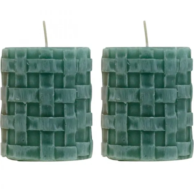 Wenzel Kerzen Rustieke pilaarkaarsen groen 80/65 - decoratieve kaarsenset van 2 met groente