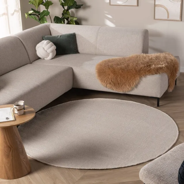 NATURL. Rond wollen vloerkleed - Bliss Creme - Ø 120cm Crème