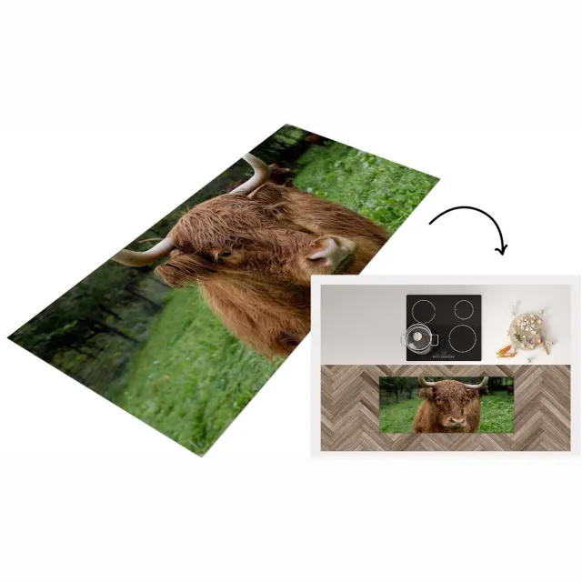 KitchenYeah Keukenloper - Loper keuken - Schotse Hooglander - Dieren - Gras - Keukenloper vinyl multicolor, foto 2