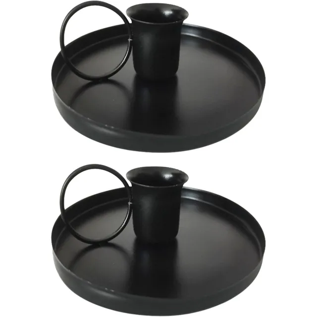Ibenzoa Elegante Set van Twee Zwarte Metalen Kandelaars voor Diverse Decoratieve Gebruiken