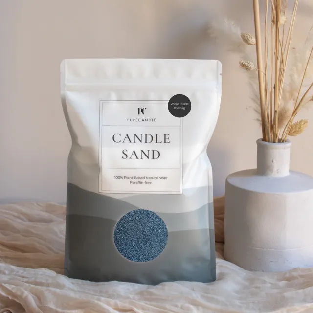 PureWorld PureCandle Kaarsenzand met Lonten – Donker Blauw – 450g (740ml) – 30 Lonten – Kaarsenset - Navulset voor Kaarsendecoratie Decoratiezand - origineel cadeau - Poederkaars - Kaarspoeder - Kaars parels Donker Blauw (Midnight Blue)