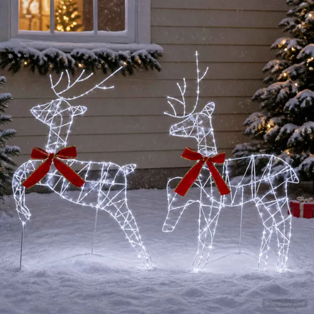 vidaXL Kerst Rendier 2 st 90 LED's Koel wit