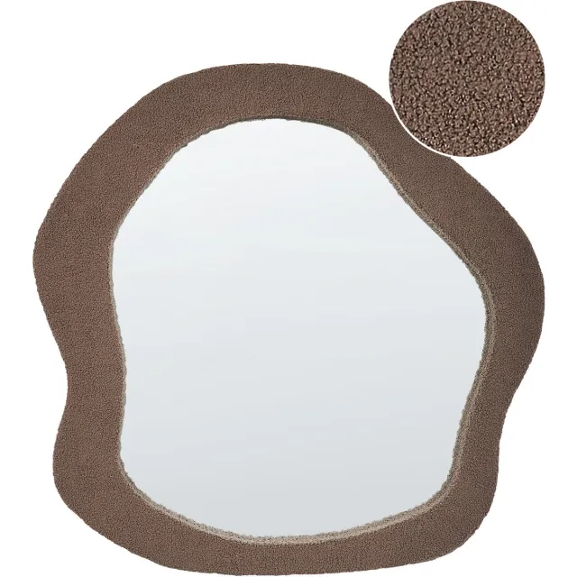 Beliani BLISMES - Wandspiegel - Bruin - 79 x 80 cm - Bouclé