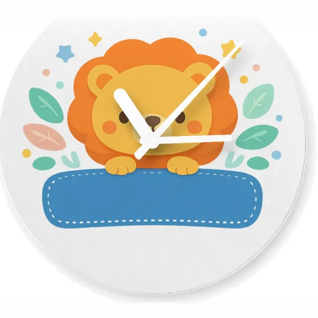 Mr Cadeautjes Glazen klok Ø 20 - design Een afgerond, vriendelijk dierportret met kleine decoratieve | cadeau Wit