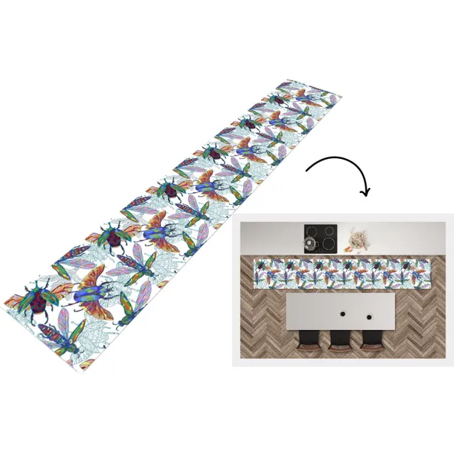 KitchenYeah Keukenloper - Keukenmat - Insecten - Regenboog - Design - Keuken vloerkleed Multicolor