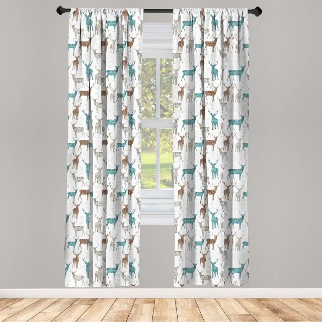 ABAKUHAUS Herten gordijnen – 2x75x245 cm – roedezak – turkoois beige bruin