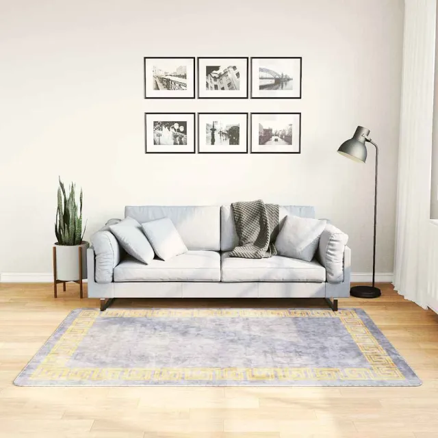 vidaXL Vloerkleed wasbaar 120x180 cm grijs, foto 2