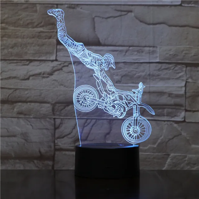 MC Living 3D Led Lamp Met Gravering - RGB 7 Kleuren - Moter Crosser