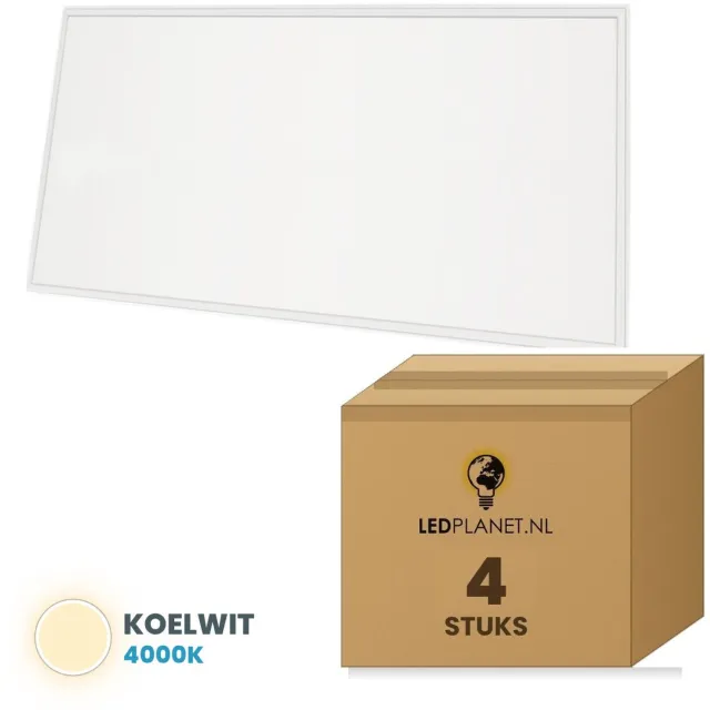Tsong LED Paneel 60x120 11mm 140lm/W 4 stuks - Koelwit 4000K - 8400lm - 60W - UGR