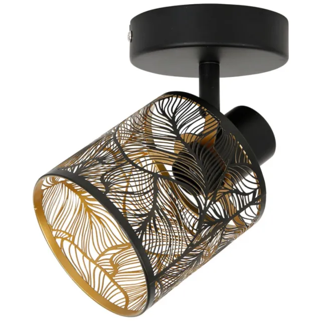 OSTARIA Plafond lamp Calathea - goud / zwart - metaal - bewerkt - E27 - interieur decoratie - binnen