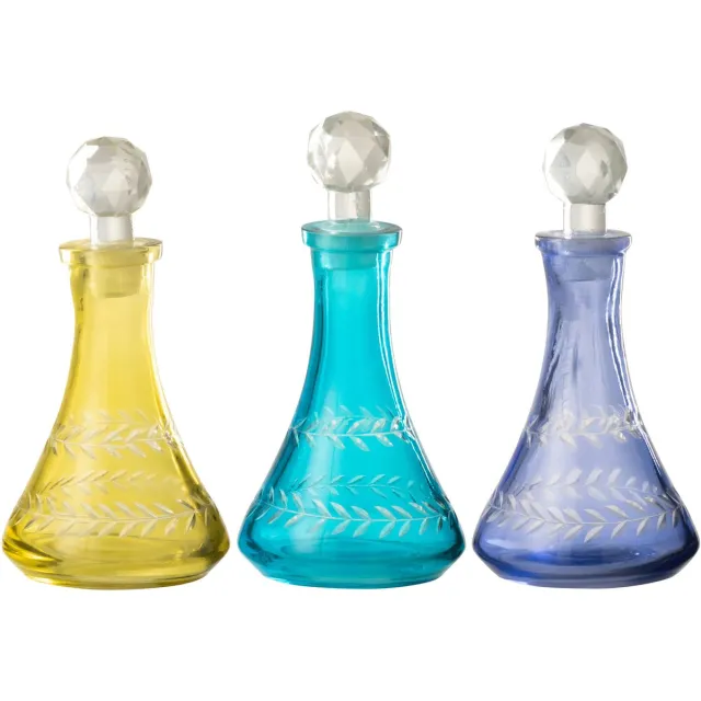J-Line decoratie Flessen Tarifa - glas - mix - medium - 3 stuks Multi