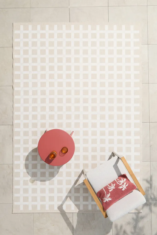 NOUS Living vloerkleed voor binnen en buiten, 290x200 cm beige/wit, foto 2
