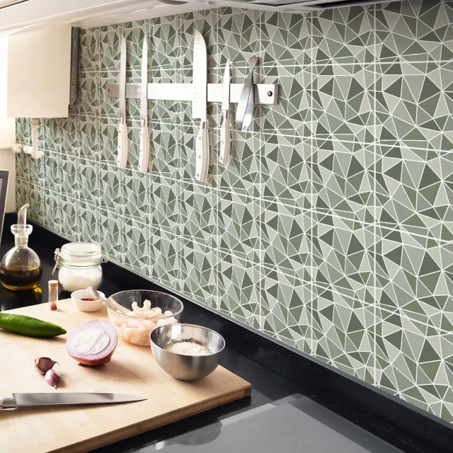 Ambiance Sticker Zelfklevende tegelmuurstickers voor keuken en badkamer - 30 cementtegelstickers, terrazzo, gusipa - 30 stickers, 15x15cm Multi color