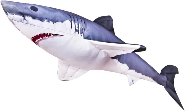 Eurocatch Haai Kussen 120cm - Witte Haai - Knuffel - Sierkussen - Great White Shark - Visknuffel - 120cm Wit grijs