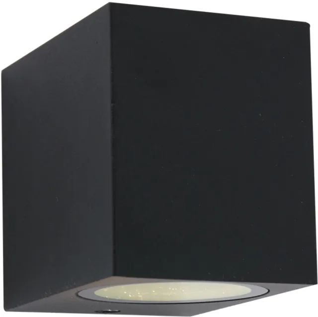 Steinhauer Buitenlampen - Wandlamp Modern - Zwart - H:8cm - GU10 - Voor Buiten - Metaal - Wandlampen - Slaapkamer - Woonkamer