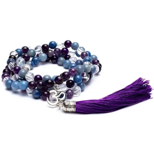 Phoenix Import Mani Bhadra Mala Amethist/ Aventurijn/ Bergkristal + Ohm Paars