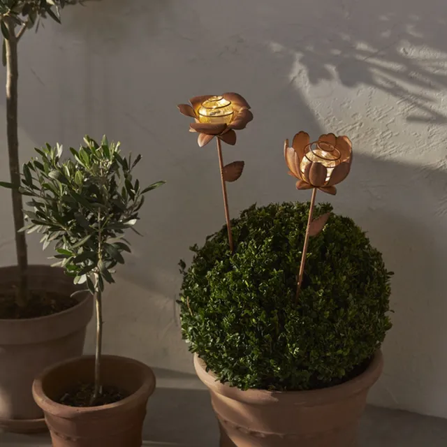Startrading Solar tuinverlichting Bloemen - Oxida - Set van 2 Roest